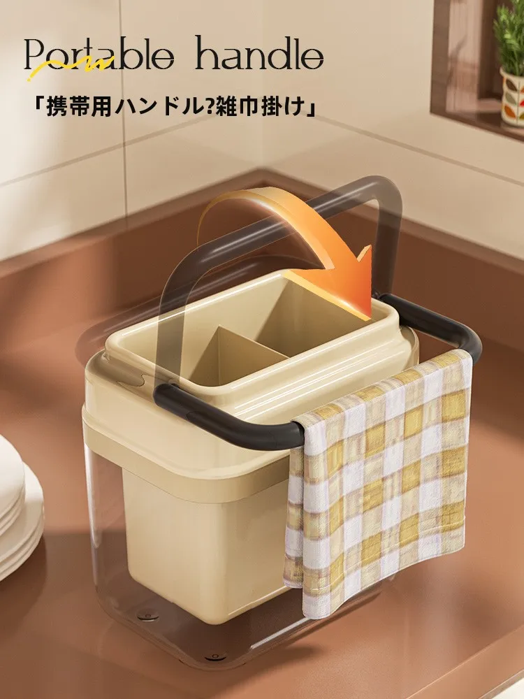 水切り箸立て：収納ボックスで防湿・スプーンフォークも収容する安価なキッチンアイテム