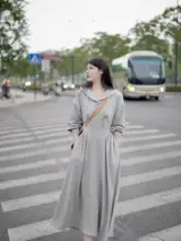 カジュアルデイリー フード付き長袖タイトワンピース【秋用・ストレッチ・フルグローブ】