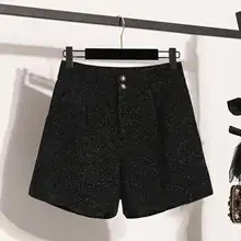 黒のショートパンツ【Aライン・ワイドレッグ・冬用・雪ニール糸・ブーツと合わせて】