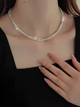 二重巻きのパールネックレス【絶妙なデザイン・ロックビーズ・女性用】