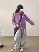 子供用 ダブルフェイスフリースフード付きジャケット【秋用・ソフトな肌触り・可愛いデザイン】（セットアップ対応）