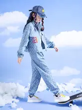 女の子用 秋服 デニムスタイルのスポーツウェア【トレンド・2点セット・秋の早い時期用】（セットアップ対応）