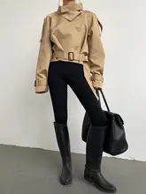 AcupStudio ダブルブレスト短丈トレンチコート【女性用・ゆったりストレートシルエット】