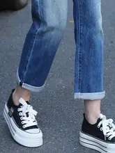 MiniBrand 薄手ウォッシュドストレートデザインデニムパンツ【レディース・ミニ・九分丈・ゆったりシルエット】