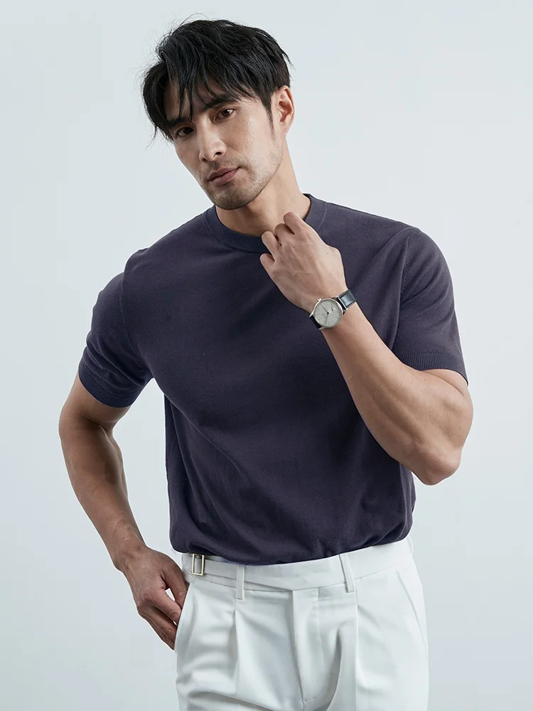 夏用 紳士向け 高級感のあるコットンビジネスカジュアル 半袖Tシャツ：20代男性にぴったりな日常着の選択肢