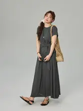 ふんわり魅せる！大きいサイズのバインドデザインTシャツとスカート（セットアップ対応）