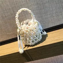 DIYキット ハンドメイド ビーズ編み パール フレンチ風 透かし編み バケツ型バッグ ハンドバッグ 材料セット