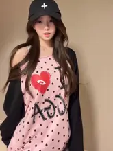 ハート柄 ドットデザインの長袖Tシャツ【春秋用・ゆったりシルエット・カジュアル】