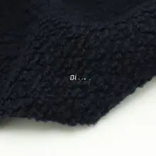 優れたドレープ！ダークブルーの立体的な毛糸ニットコート生地【ウール混・DIY用】
