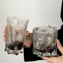 レトロな氷のようなガラスカップ【ウィスキー・コーヒー・冷飲用】
