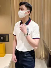 スタイリッシュなカラー切替ポロシャツ【刺繍入り・フィット感・夏用】（セットアップ対応）