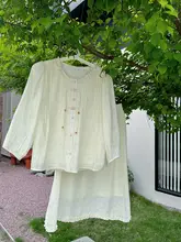 新中式プリント長袖シャツ【天絲・夏用】＆スカート（セットアップ対応）