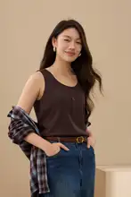 春夏用ニットタンクトップ【ラウンドネック・大きいサイズ・カジュアル】