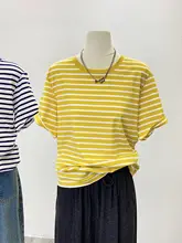 ボーダー柄 半袖Tシャツ【した雰囲気・ラウンドネック・フィット】