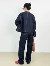ヴィンテージデニムジャケット レディース春用【セットアップ・ストレートパンツ付き】