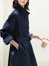 バイカラーの中長丈コート【リーダウン・ウエストリボン・秋冬対応】