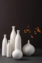 北欧デザインの白い陶器花瓶セット【シンプル・インテリア装飾用・フラワーベース】