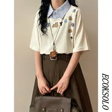 カジュアルなデザイン！アニメプリント半袖シャツ【女性用・ロースタイル】（セットアップ対応）