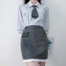 オリジナルJK制服【高めのウエストスカート・学院風・スリムシャツ】（セットアップ対応）