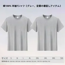 グレーのメンズTシャツ【夏用・薄手・綿素材・ラウンドネック・半袖・大きいサイズ】