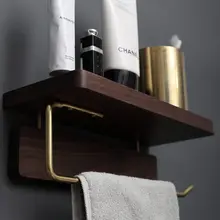 胡桃木製 トイレットペーパーラック【穴あけ不要・バスルーム・キッチン用】