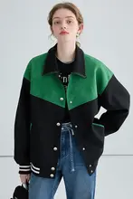 バイカラーのショートジャケット【アメリカンスポーツスタイル・春用】