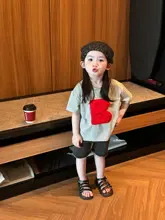 子供用 韓国風 カジュアル 半袖Tシャツ【立体文字・ゆったりデザイン・夏用】
