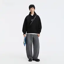 秋用 フラワープリント メンズフード付きプルオーバー パーカー【極上の柔らかさ・ゆったりデザイン】