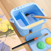 多機能洗筆桶【絵画用・水彩・アクリル絵具対応・パレット付き・小型四角型】
