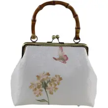 中国風ダブルサイド刺繍バッグ【蝶恋花・手作り・竹節タッセル・贈り物に最適】