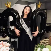 誕生日用黒の王冠数字バルーン【インスタ映え・パーティー装飾】