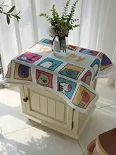 防水加工コットンリネン製テーブルクロス【田舎風・パール松デザイン・全周カバー】