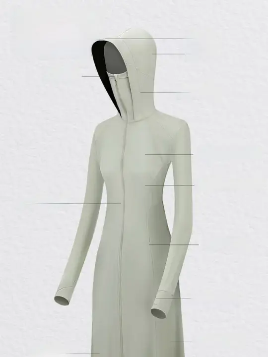 紫外線対策の長袖アウトドアロングカーディガン【女性用・夏・全身保護・軽量】
