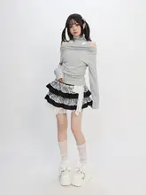 Y2Kパンクスタイルのレースパッチワークケーキスカート【バレリーナデザイン・ミニ丈】