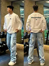 オーバーサイズの長袖Tシャツ【春用・コットン・小さめのネックライン・大人用】