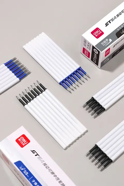 得力 消せる中性ペン替芯 0.5mm【黒・青・クリスタルブルー・学生用・キャップ式】