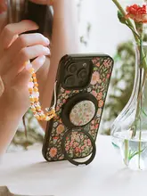 マグネット式スマホスタンド【マグセーフ対応・360度調整可能・フラワーデザイン】