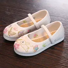 子供用刺繍入りシューズ【古装風・白色・中国風・舞台衣装対応】（セットアップ対応）