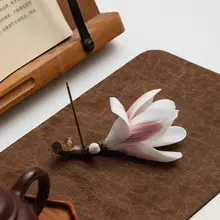 手作りの花デザイン香立て【陶器製・インテリア用・高級感】