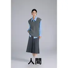 春夏用グレーのプリーツスカート【女性用・上品デザイン】（セットアップ対応）