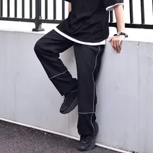 パンツ 夏 メンズ レディース 3M反射ストライプ ひも付き ジョガーパンツ ストレート ゆったり