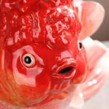 魚が龍門を飛び越える陶製飾り人形【高級アート装飾・リビングや酒柜に最適】