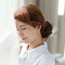 古風スタイルの手作り編み込みウィッグ【美しい魚骨編み・前髪付き・自然な仕上がり】