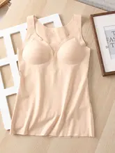 暖かく柔らかい背心【胸パッド付き・シームレス・セクシー・小胸用】（セットアップ対応）