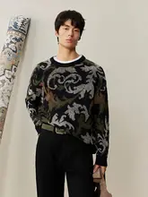 花柄ラウンドネックニット【メンズ・冬用・カジュアル】