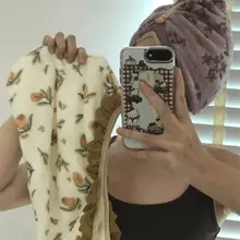 小花柄の極上の柔らかさのドライヘアキャップ【吸水速乾・厚手・家庭用・落ち毛なし】