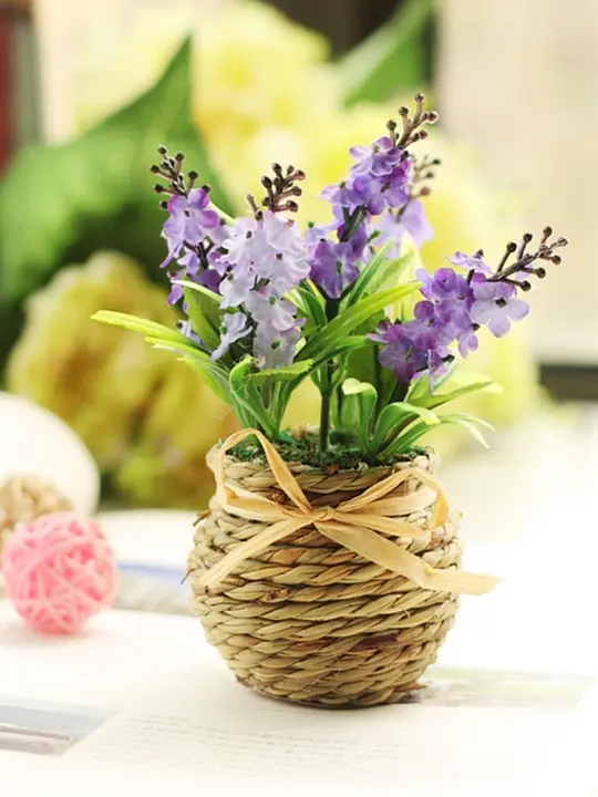 ミニラベンダー造花 13cm【精緻な草素材・インテリア用・デコレーションセット】