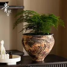 新中式和の趣を感じる陶器の花瓶【水栽培対応・手作り・粗陶】