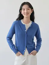 ラウンドネックウールニットカーディガン【女性用・秋冬版・極上の柔らかさ・重ね着に最適】（セットアップ対応）