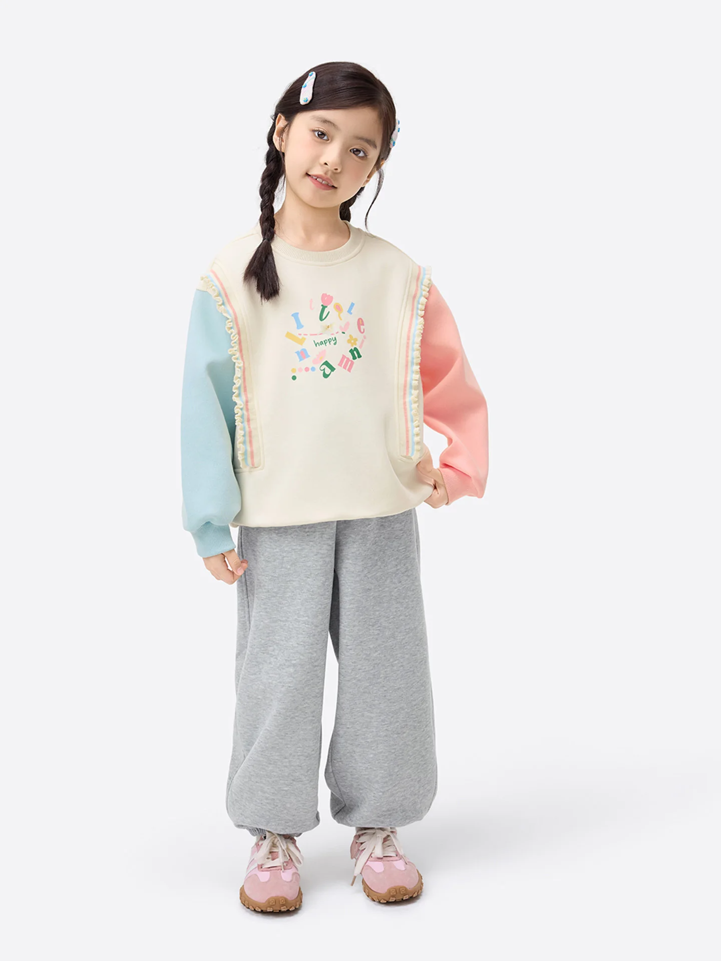 キッズ スウェット おすすめモデル：厚手のカラーブロック長袖トレーナー【暖かさとおしゃれデザイン】